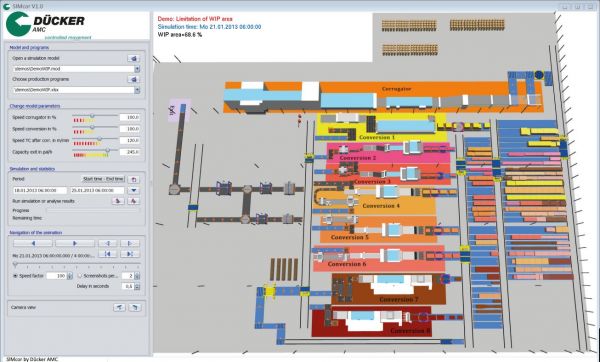 Screenshot of the AMC software in work during a simulation